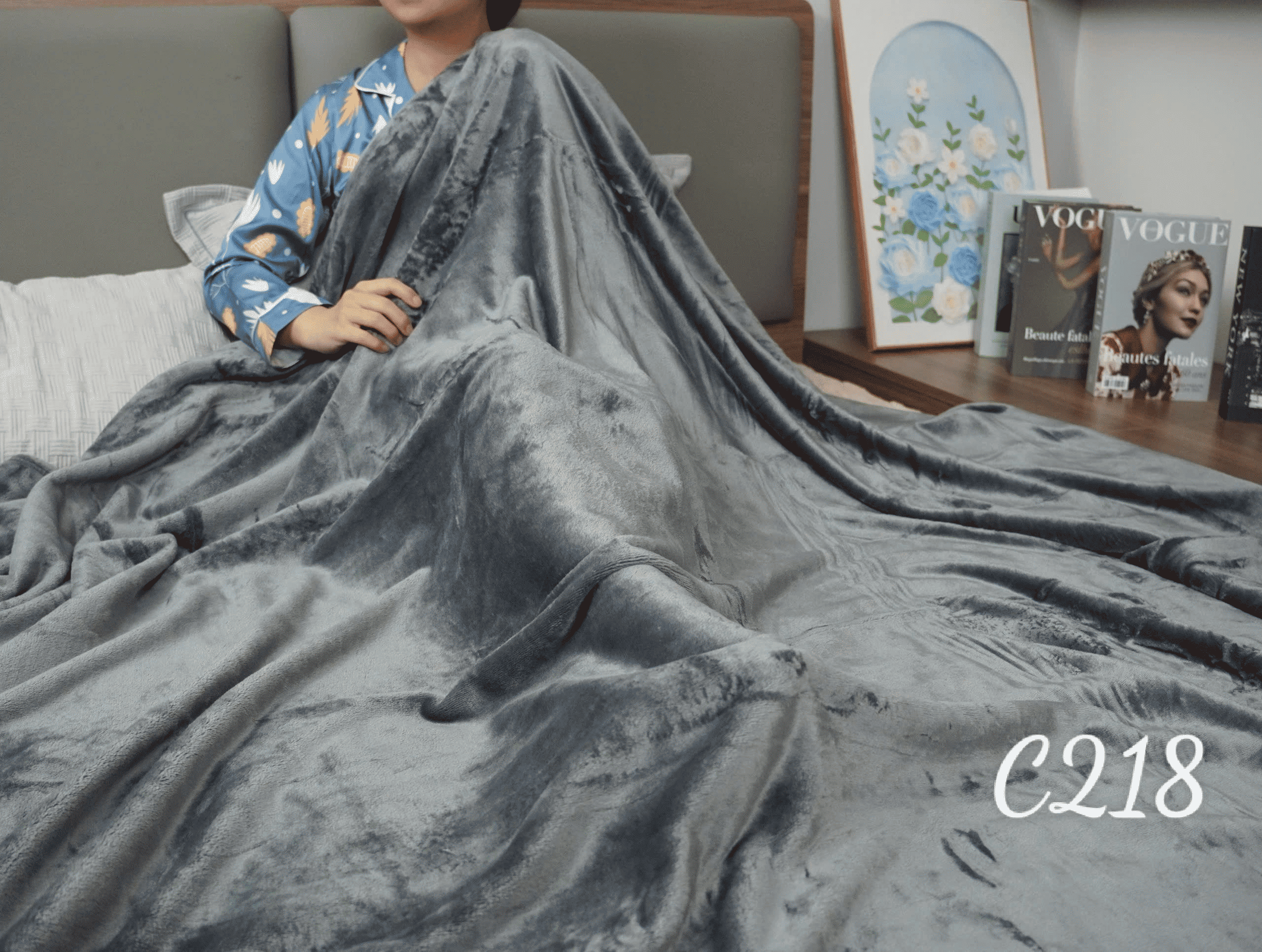 Chăn bằng vải dệt từ xơ sợi tổng hợp (100% polyester), mã hiệu: B0031, KT: (200 x 230)cm